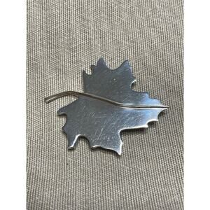 Vintage Leonore Doskow Brooch Sterling Silver + 14k Yellow Gold Maple Leaf